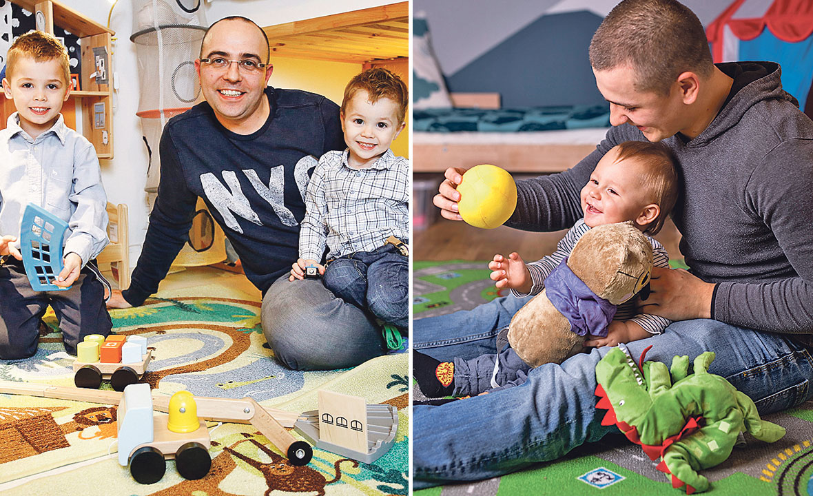 Marko Vrbka sa sinovima (lijevo) i Dean Šinković sa sinom