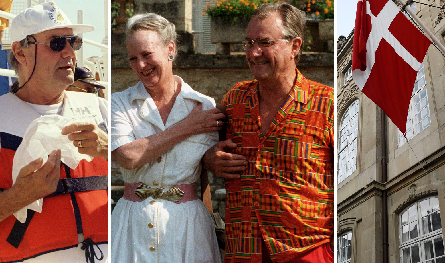 Princ Henrik, kraljica Margarete i princ Henrik i danska zastava spuštena na pola koplja zbog prinčeve smrti 