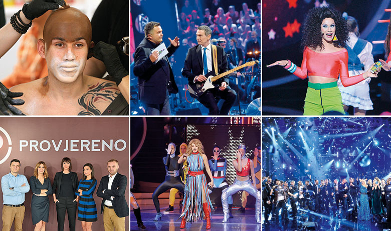 Nominirani u kategoriji najbolje TV emisije: Tvoje lice zvuči poznato (gore lijevo, gore desno, dolje u sredini), A strana (gore u sredini, dolje desno) i Provjereno (lijevo dolje)