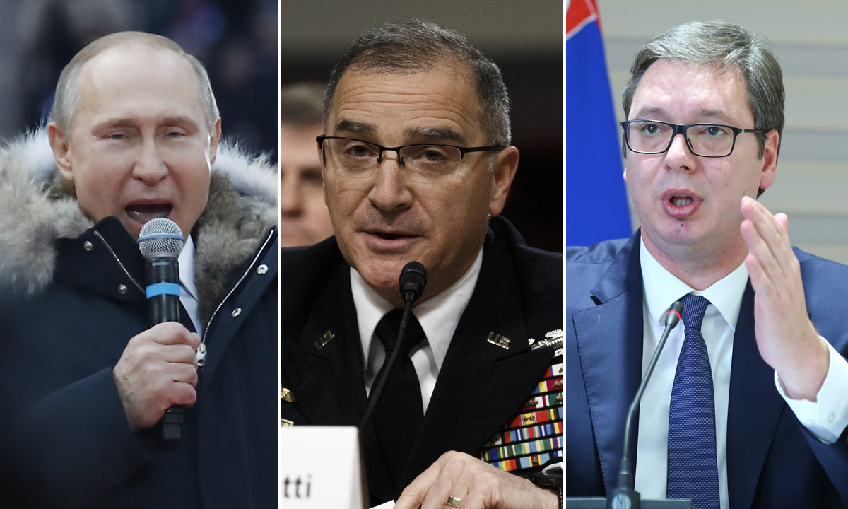 S lijeva na desno: Vladimir Putin, Curtis Scaparrrotti, Aleksandar Vučić