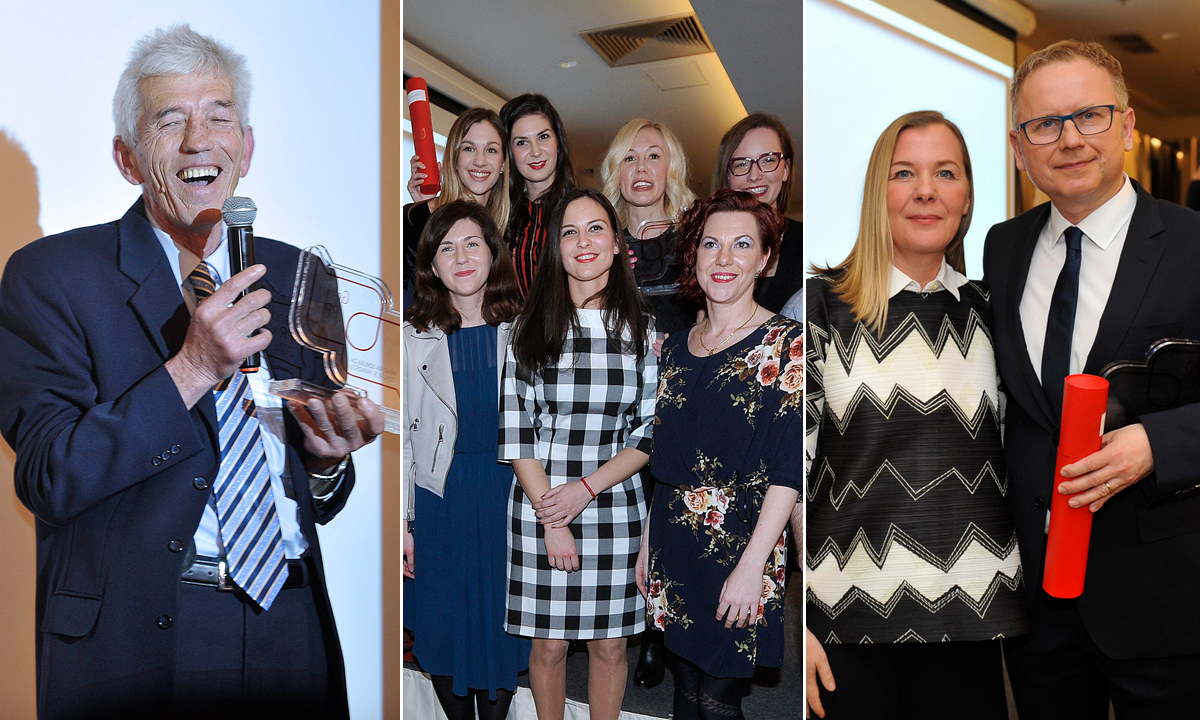 Ante Mrvica (lijevo), ekipa iz agencije 404 (u sredini), Ana Tkalac Verčič i Mario Petrović (desno)