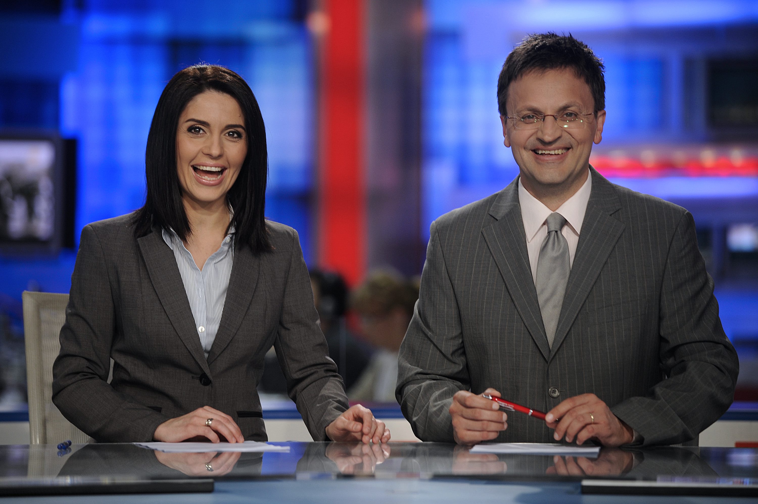 Arhivska fotografija: Voditelji Dnevnika Nove TV Marija Miholjek i Saša Kopljar