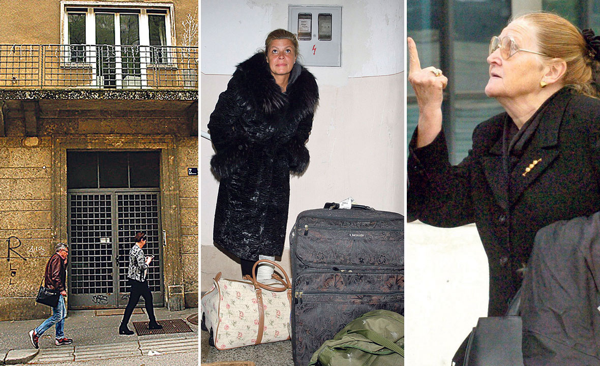 lijevo: zgrada u Dežmanovoj; u sredini: Mia Begović; desno: Tereza Begović