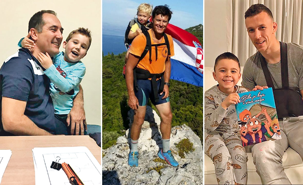 Igor Štmac, Ivica Kostelić i Ivan Perišić sa svojim sinovima