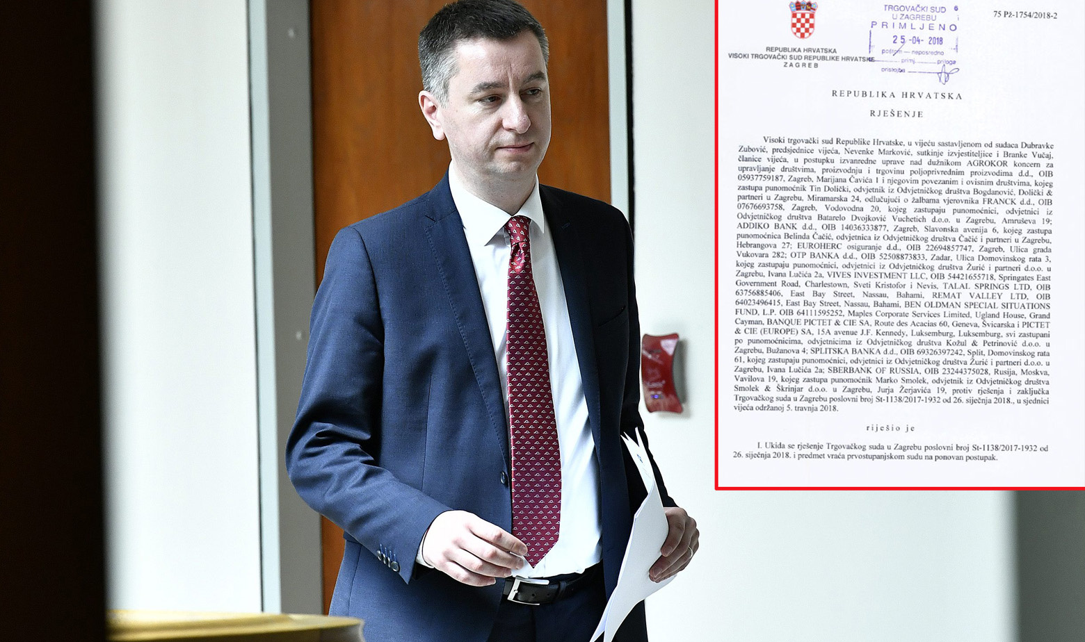 Fabris Peruško i prva strana presude Visokog trgovačkog suda RH