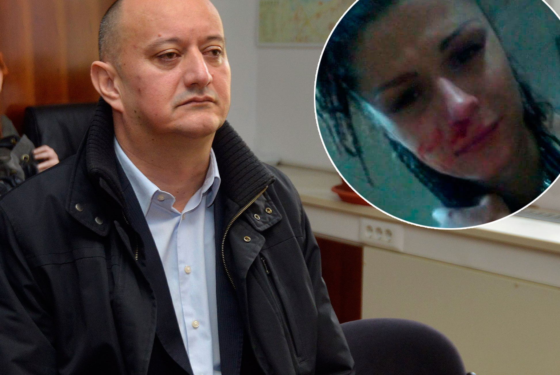 lijevo: Tomislav Žuljević u sudnici; u krugu: Miranda Žuljević, fotografirana u policiji u Heinzelovoj gdje ju je sporne večeri iskrcao taksist