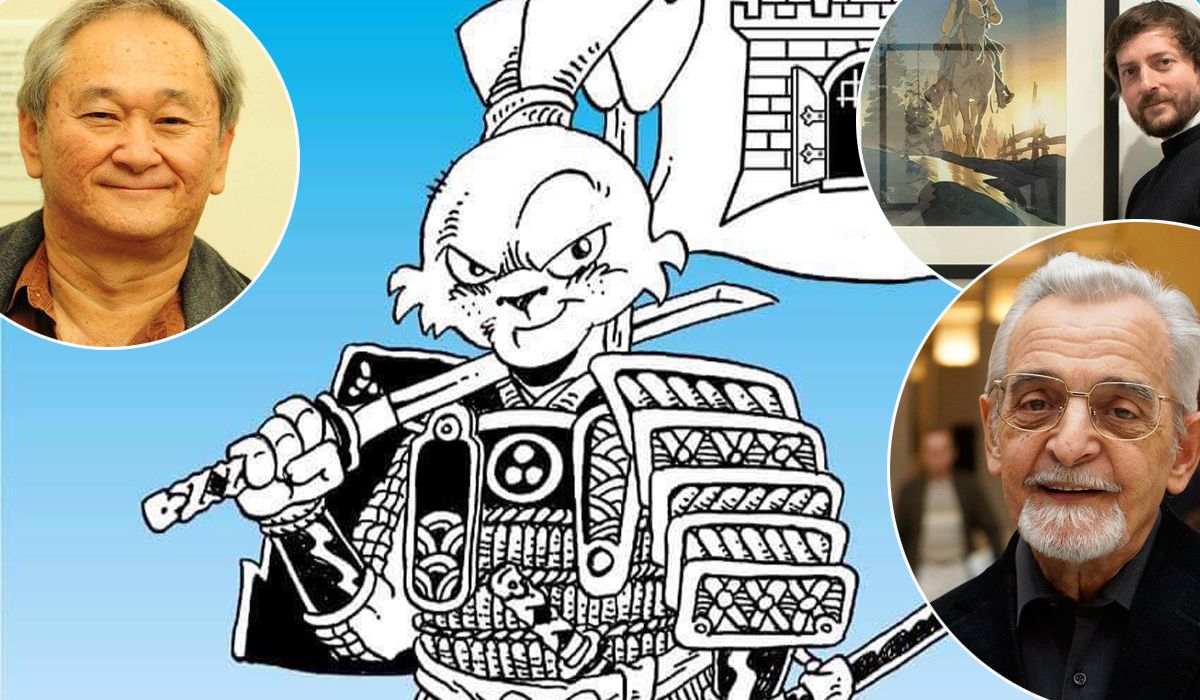 Stan Sakai (u krugu lijevo) i njegova ilustracija koju je napravio za Zagreb Comic Con 2018, Matthieu Bonhomme (u krugu desno) i Jules