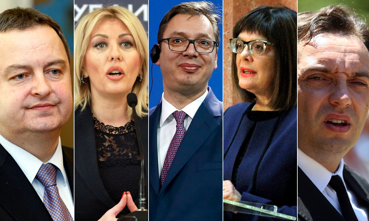 Ivica Dačić, Jadranka Joksimović, Aleksandar Vučić, Maja Gojković i Aleksandar Vulin