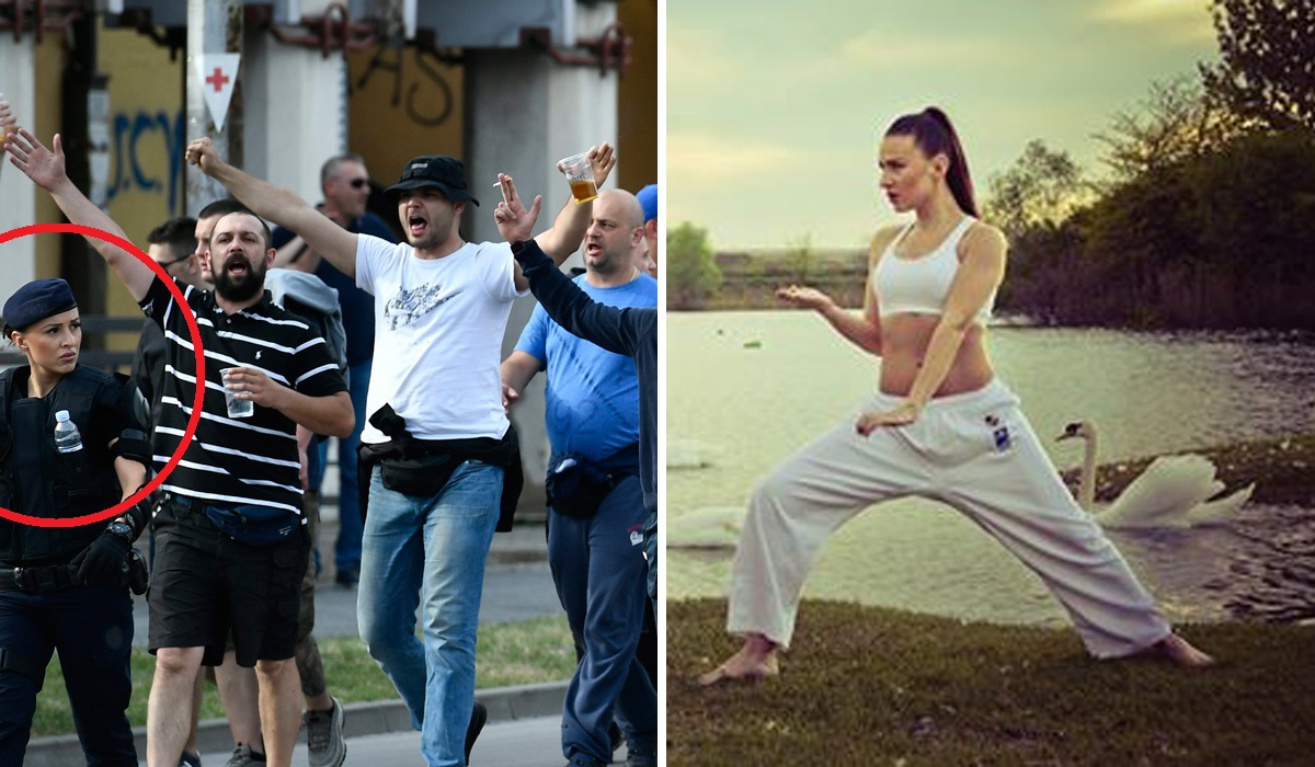 Lijevo: Jadranka Šarić na fotografiji CROPIX-a s derbija Dinamo-Hajduk. Desno: Šarić na svom Facebooku