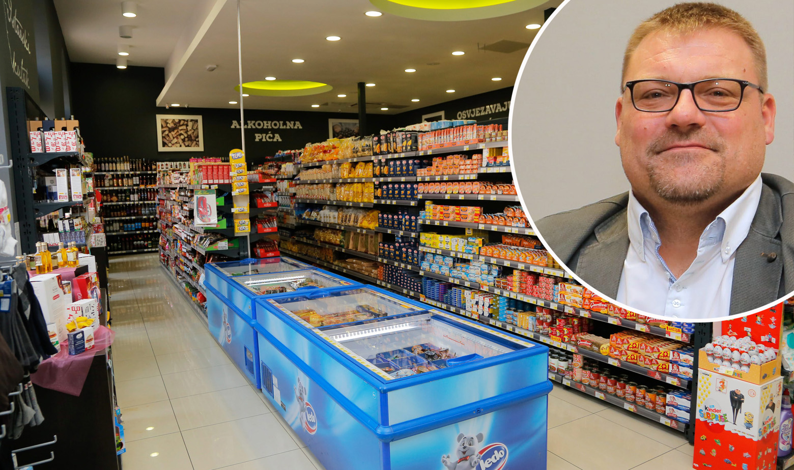 Trgovina Istarskih supermarketa i Ivica Milotić u krugu