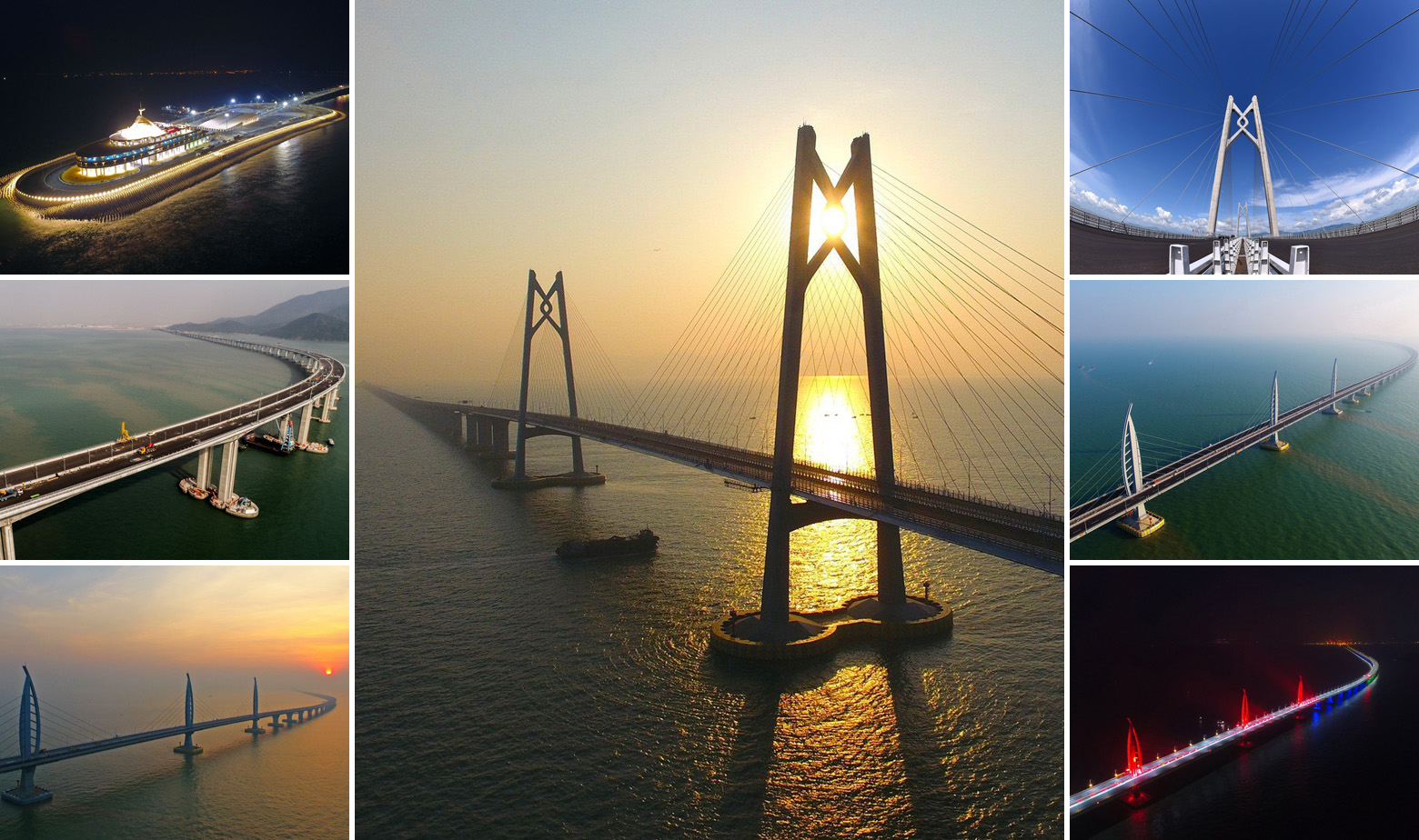Most Hong Kong-Zhuhai-Macao snimljen iz različitih kuteva