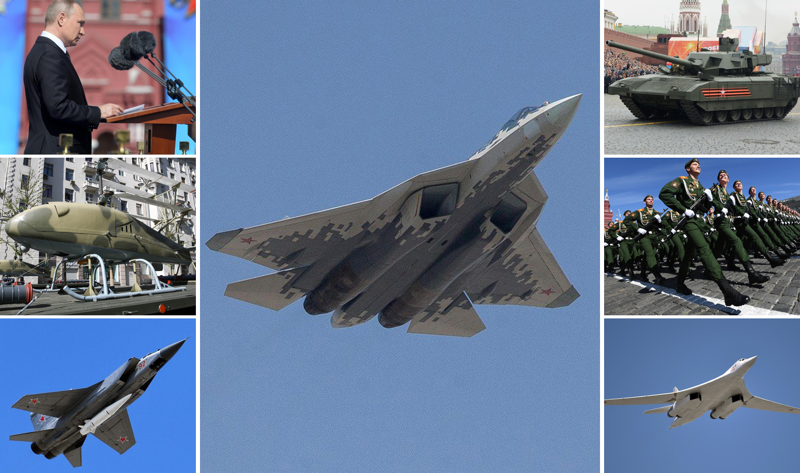 Fotografije s vojne parade u Moskvi, u sredini Suhoj Su-57