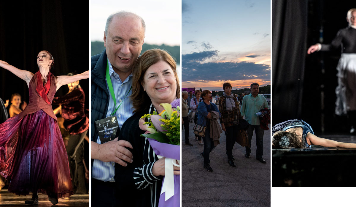 Prizor iz predstave 'Gospoda Glembajevi', dolazak posjetitelja na predstavu i Danko Končar (na drugoj fotografiji s lijeva)