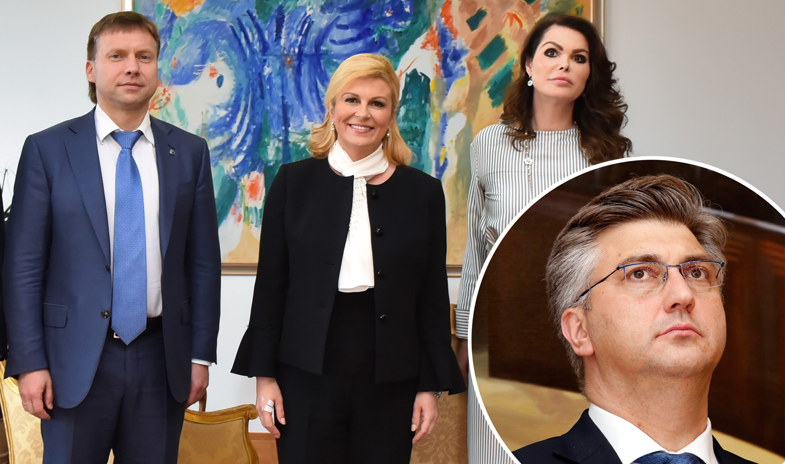 Maksim Poletajev, Kolinda Grabar Kitarović, Oksana Dvinski i Andrej Plenković u krugu