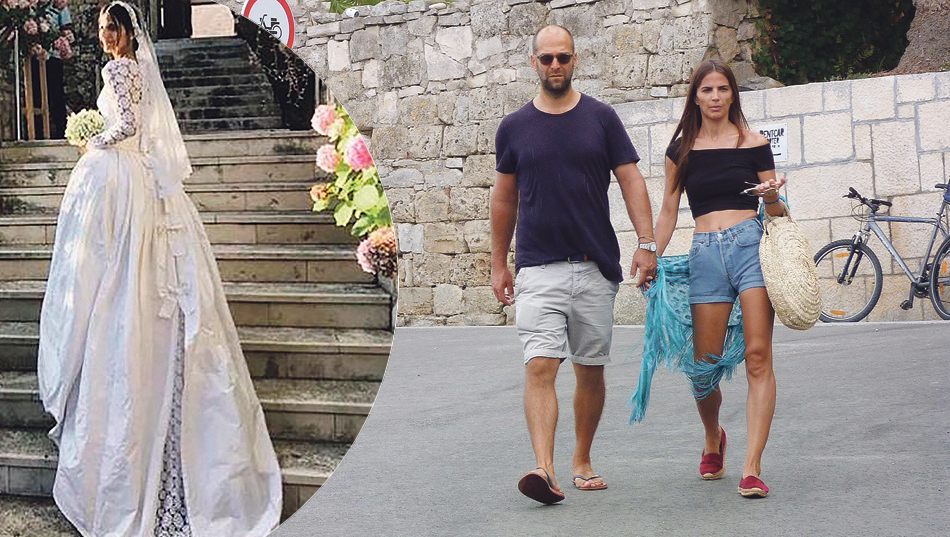 Helena Šopar u vjenčanici (u krugu), Vjekoslav Zadro i Helena na Visu