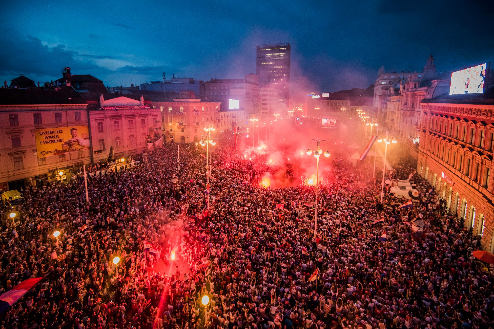 Trenutak tijekom dočeka Vatrenih u Zagrebu nakon povratka iz Rusije