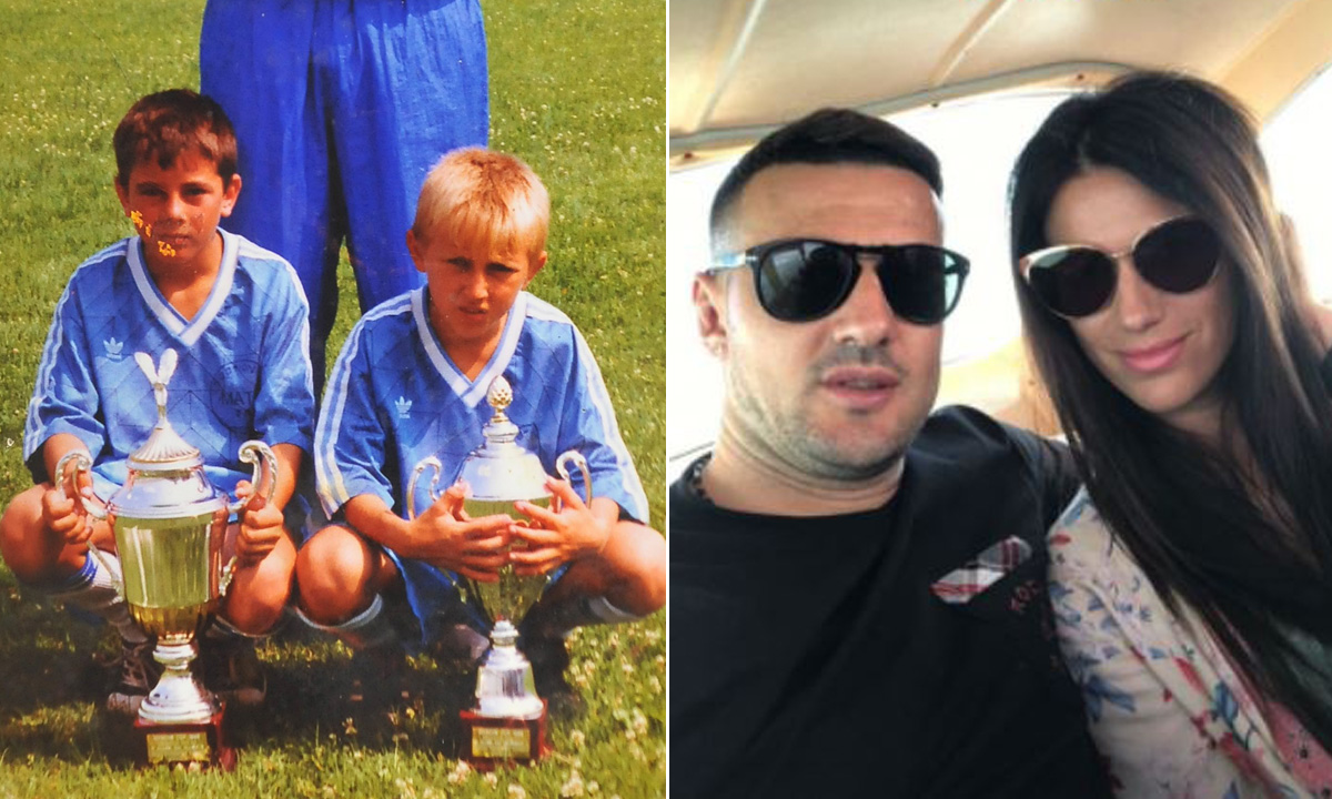 Danijel Subašić i Luka Modrić kao djeca u klubu s trenerom; Subašić s dugogodišnjom djevojkom Antonijom Bozzom