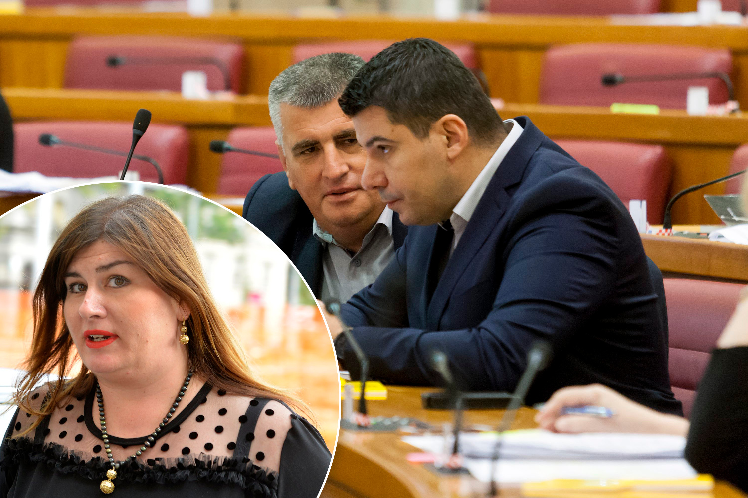 U krugu: Gabrijela Žalac. Na fotografiji: Miro Bulj i Nikola Grmoja iz Mosta