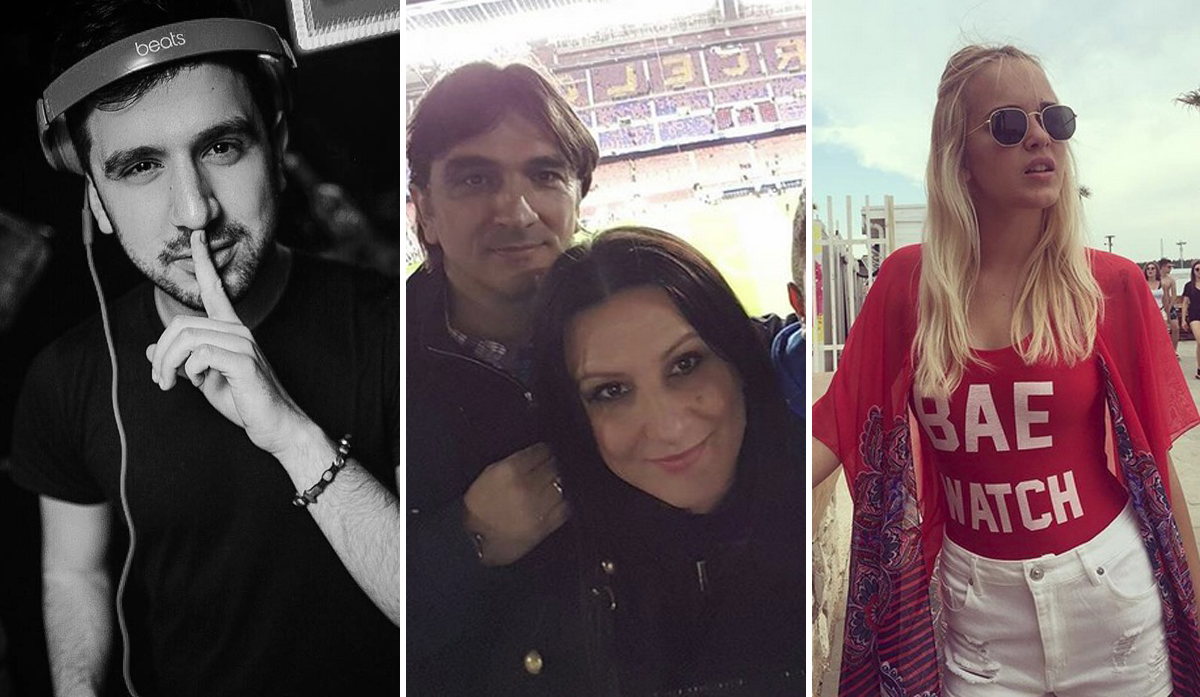 S lijeva na desno: Toni Dalić u DJ akciji; Zlatko i Davorka u selfiju; djevojka Tonija Dalića, Alma Fabulić