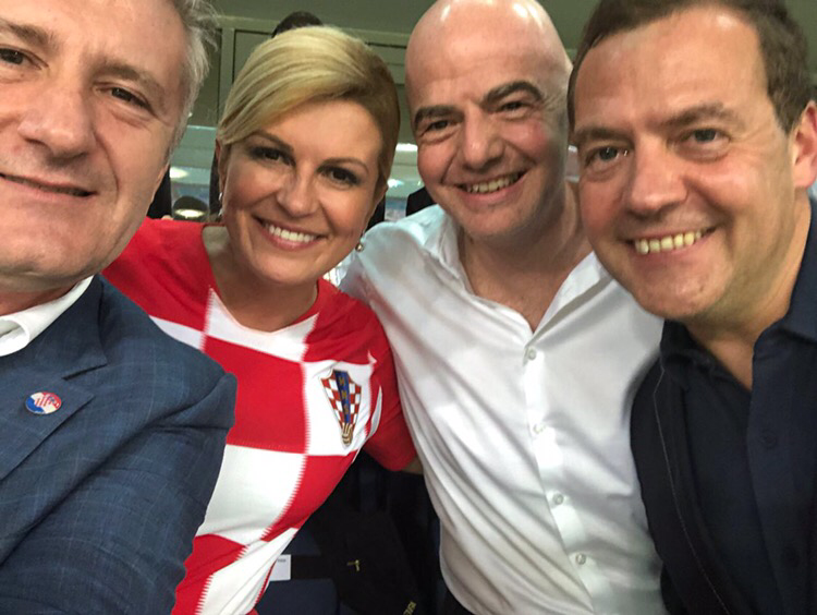 Davor Šuker, Kolinda Grabar-Kitarović, Gianni Infantino i Dmitrij Medvedev