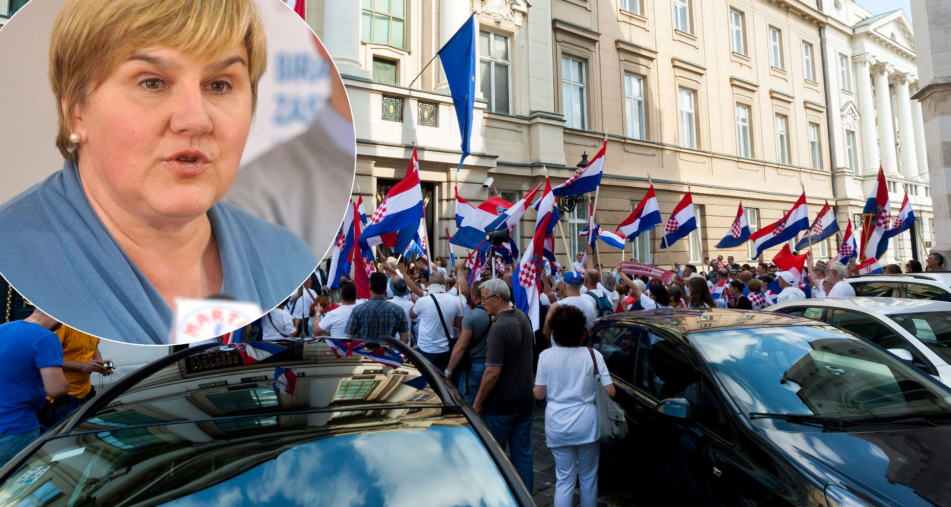 u krugu: Željka Markić; na glavnoj fotografiji: predaja prikupljenih potpisa za jedan od nedavno predloženih referenduma
