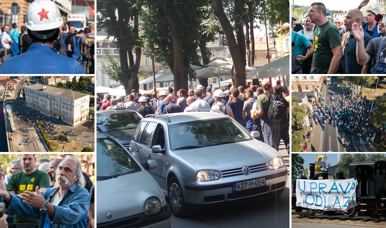 Scene iz Pule gdje u srijedu štrajkaju radnici Uljanika i pritom blokiraju promet 