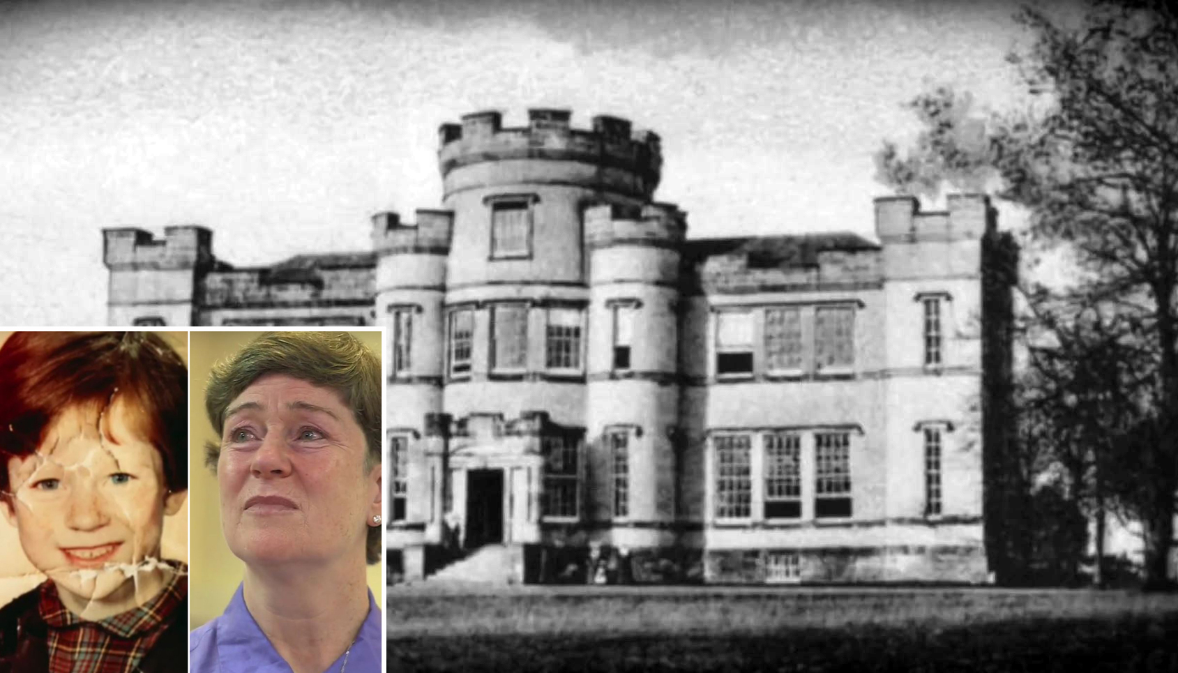 U pozadini: Smyllum Park u Lanarku; okvir: Theresa Tolmie-McGrane kao dijete i sad