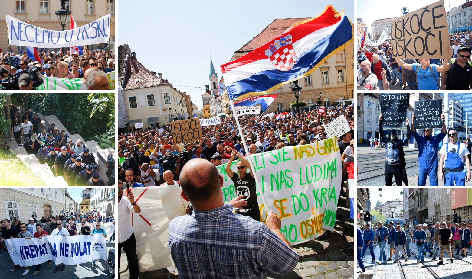Scene s prosvjeda radnika Uljanika i 3. maja u Zagrebu