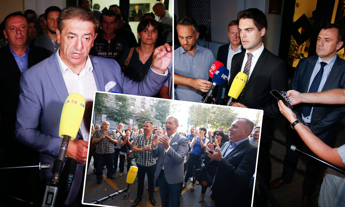 lijevo: Darko Milinović, desno: Karlo Ressler, dolje: Milinović i lički HDZ-ovci dolaze u središnjicu stranke