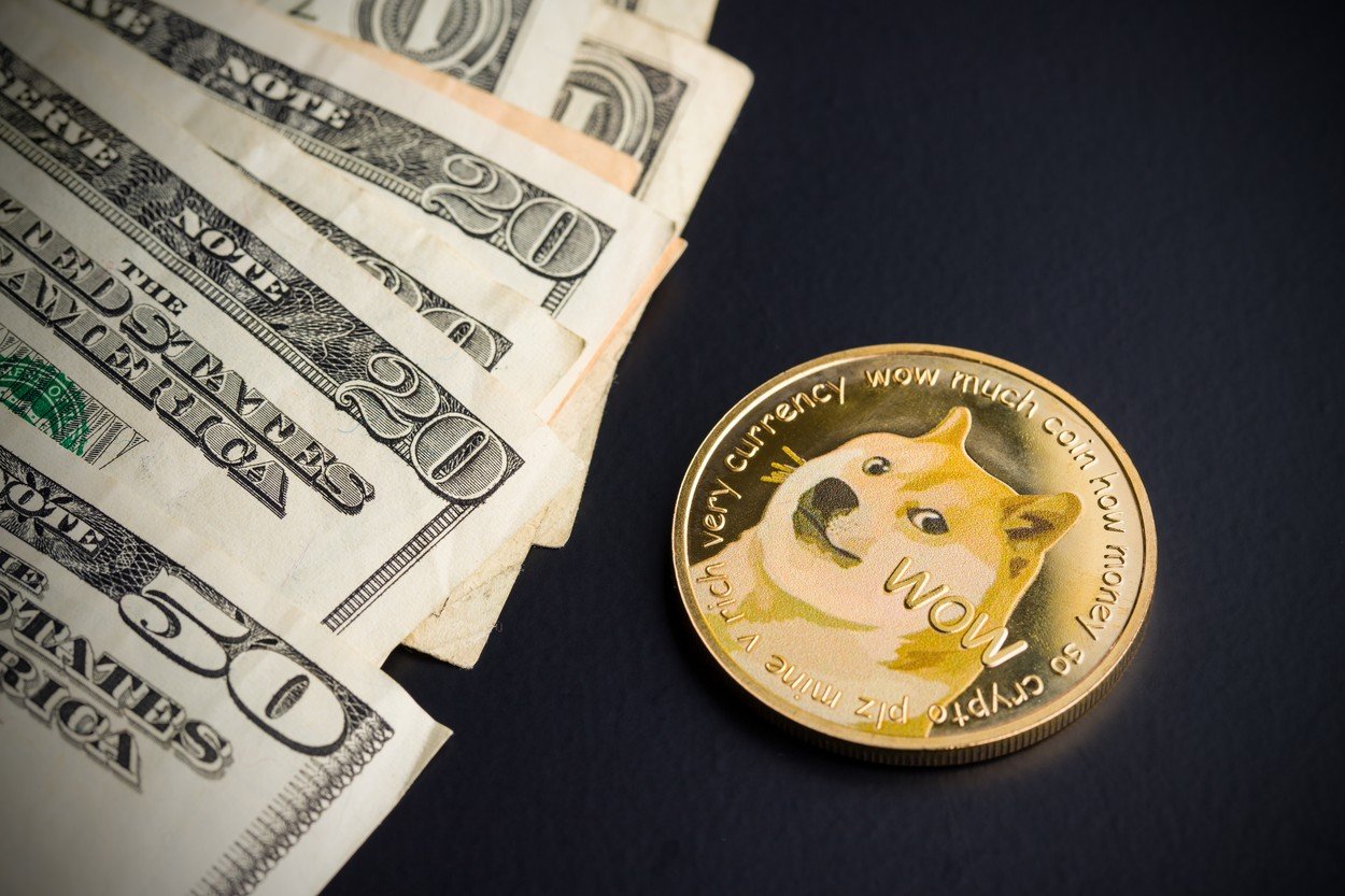 Ilustracija, Dogecoin i dolari