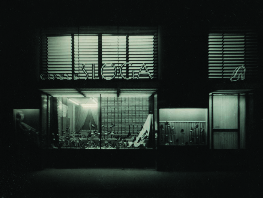 Jedno od Tišininih najuspjelijih rješenja iz ranih 50-ih interijer je obućarske zadruge Sloga u Ilici 12