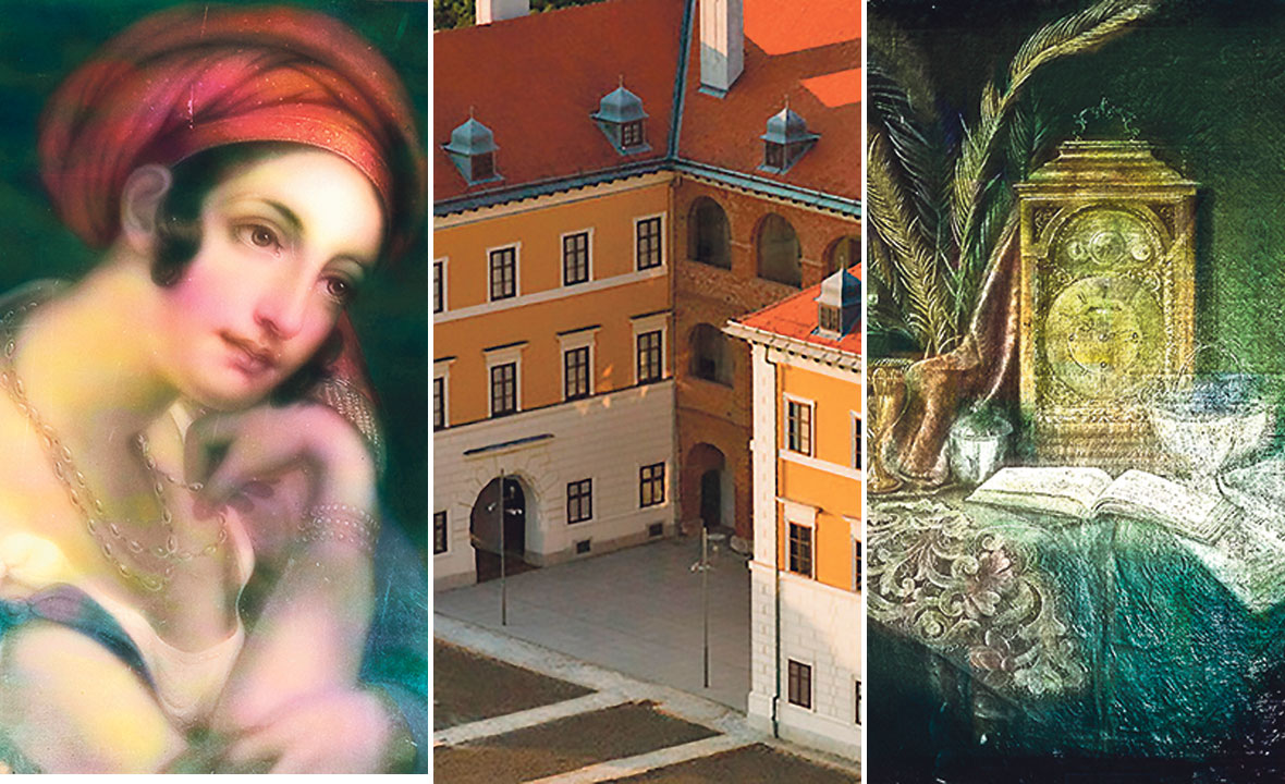 Nepoznati autor: “Žena s crvenim turbanom” (lijevo), Jules Georges Laffose: “Mrtva priroda sa satom” (desno)