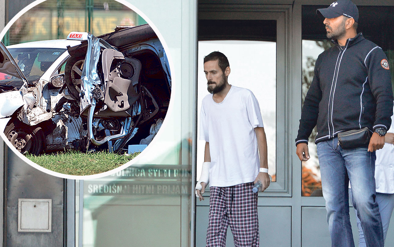 25-godišnji Eldin Halilović snimljen pri izlasku iz bolnice Sveti Duh u pratnji policajca u civilu