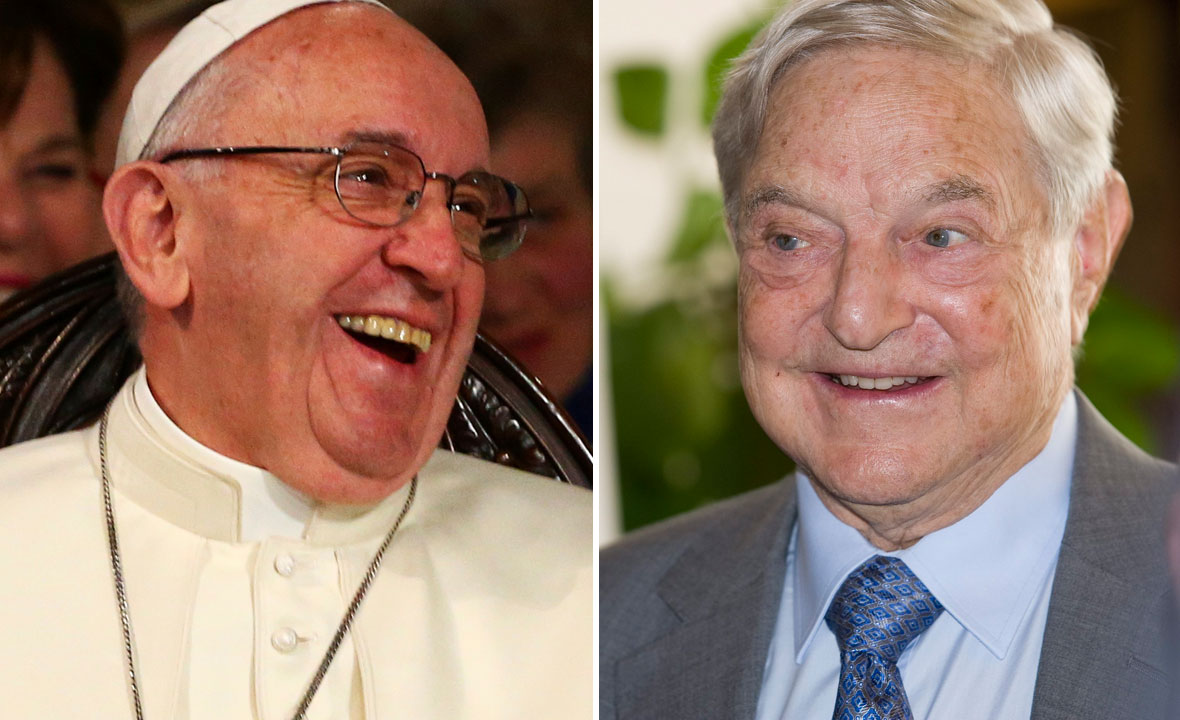 Papa Franjo (lijevo) i George Soros (desno)