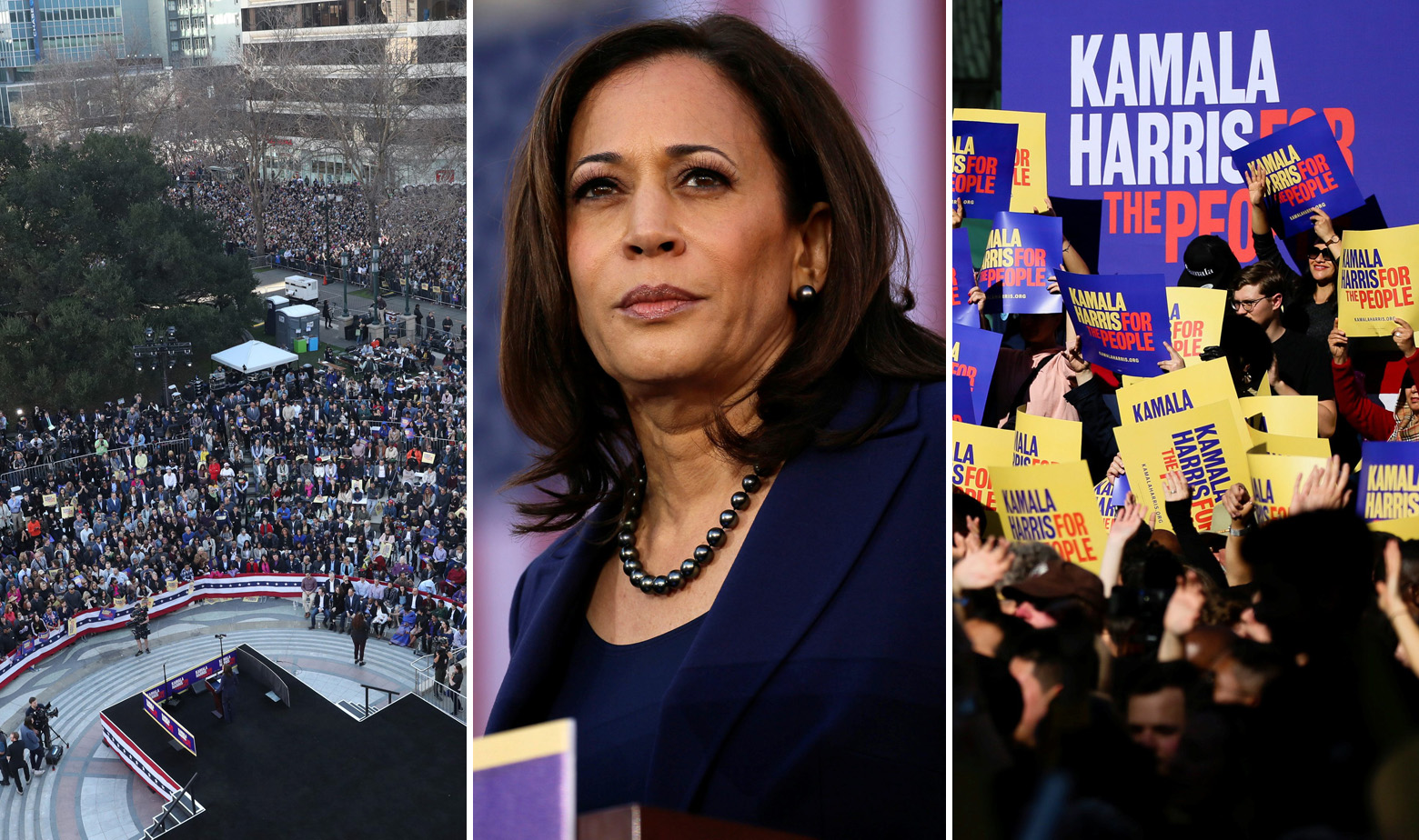 Kamala Harris i mnoštvo ljudi na njenom predizbornom skupu 