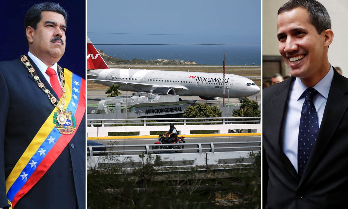 lijevo: Nicolas Maduro; u sredini: misteriozni Boeing koji je u Caracas doletio iz Moskve; desno: Juan Guaido