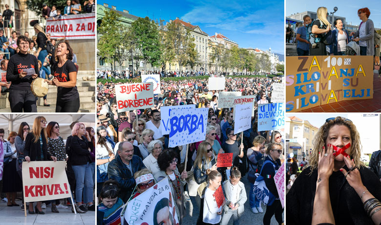 Lijevo gore: Pula; lijevo dolje; Zadar; sredina: Zagreb; desno gore: Split; desno dolje Šibenik