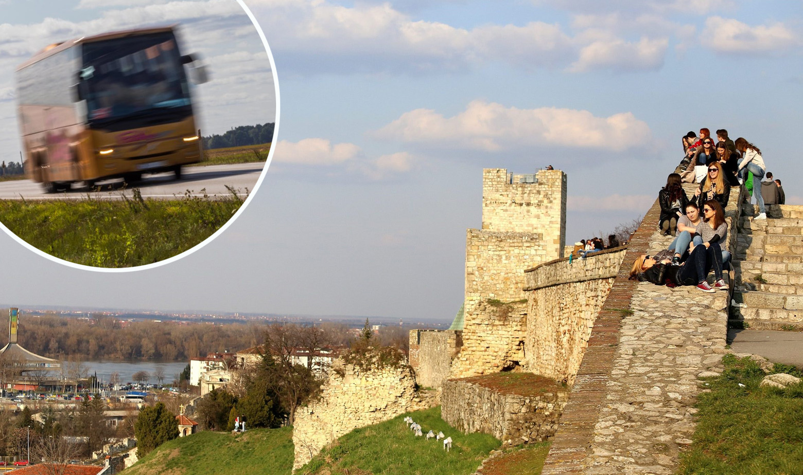 Kalemegdan i ilustracija autobusa