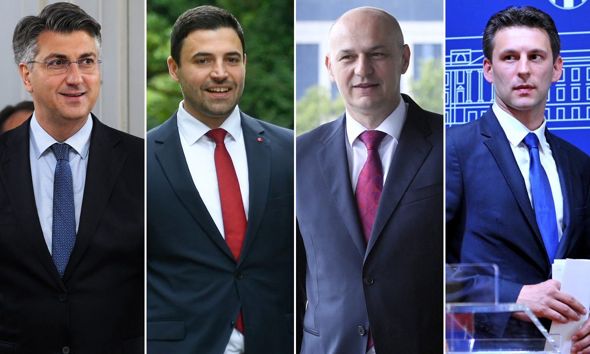 Andrej Plenković, Davor Bernardić, Mislav Kolakušić i Božo Petrov