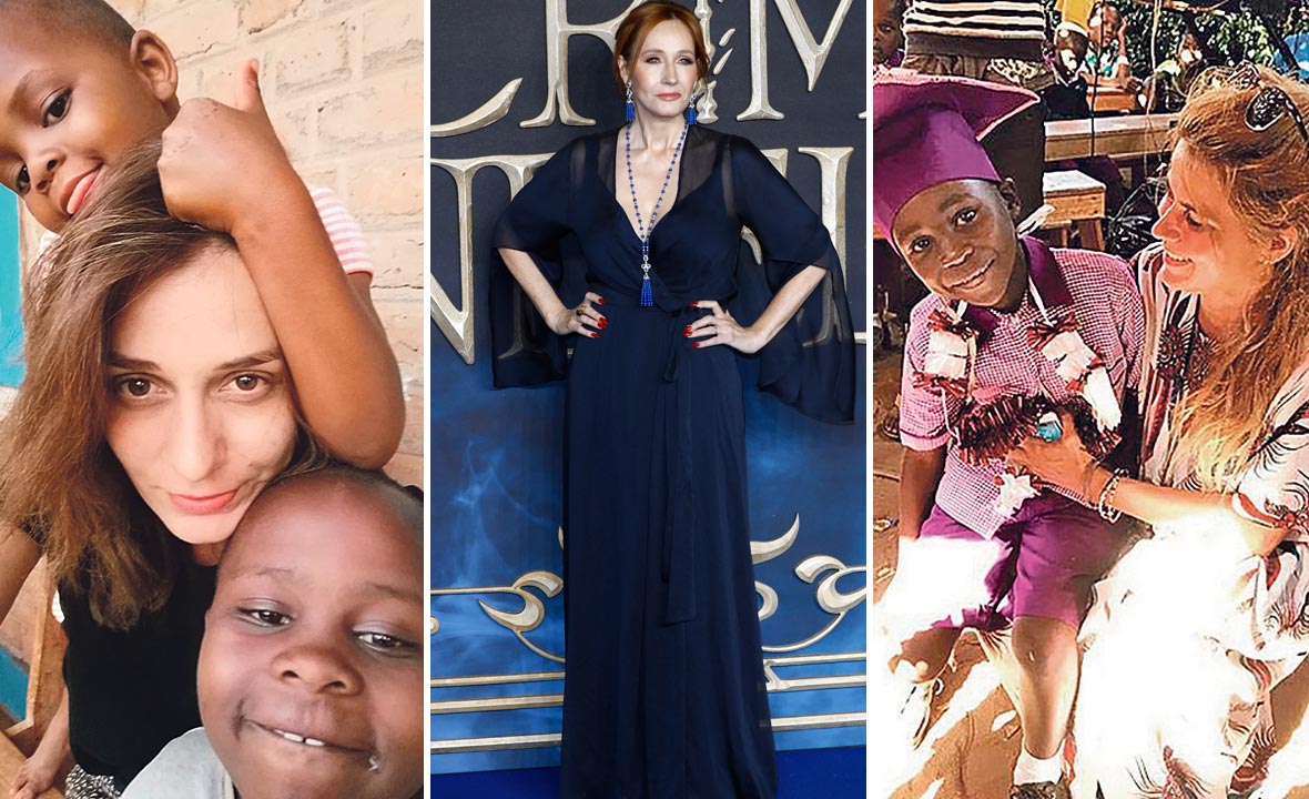 Katarina Galović (lijevo), J.K. Rowling (u sredini) i Mejrema Lujinović (desno)