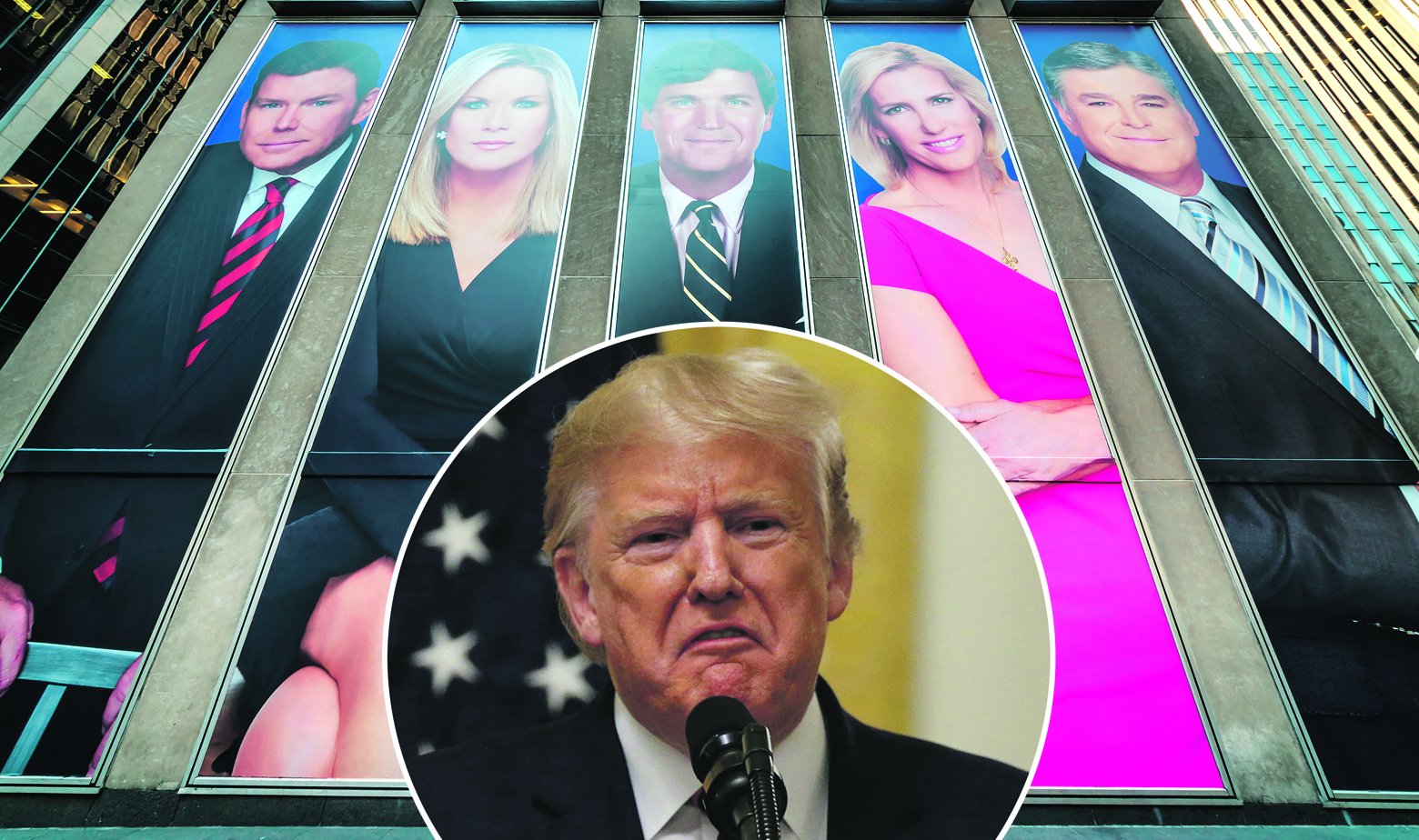 Posteri s voditeljima emisija na Fox Newsu i Donald Trump