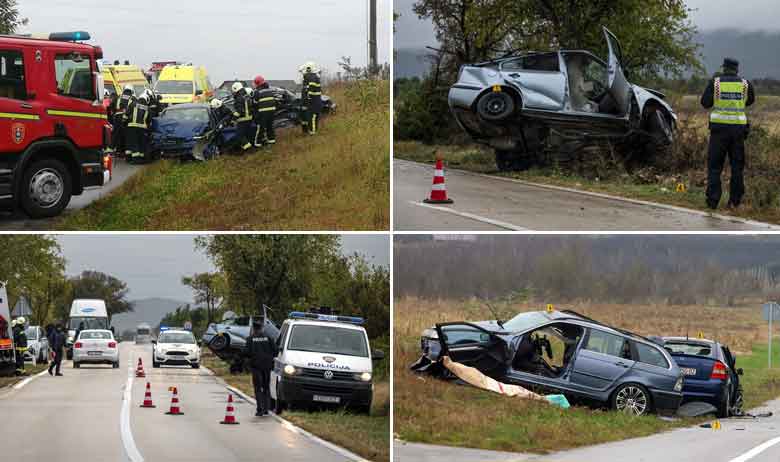 Lijevo gore i desno dolje: nesreća između međimurskih naselja Vratišnica i Peklenica; Desno gore i lijevo dolje: nesreća na cesti između Lozovca i Skradina