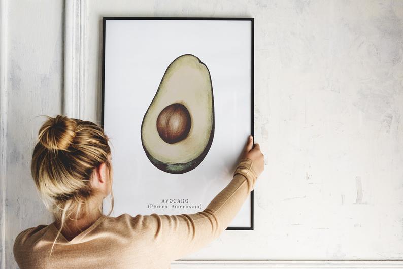 Avocado Print Watercolor Botanical Printable 8 dlara etsy