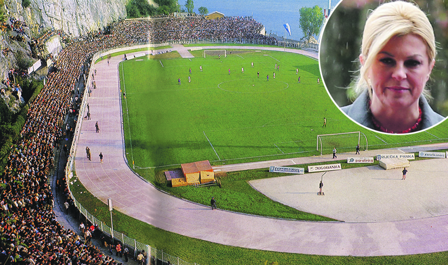 Kantrida tijekom utakmice protiv Crvene Zvezde i Kolinda Grabar Kitarović