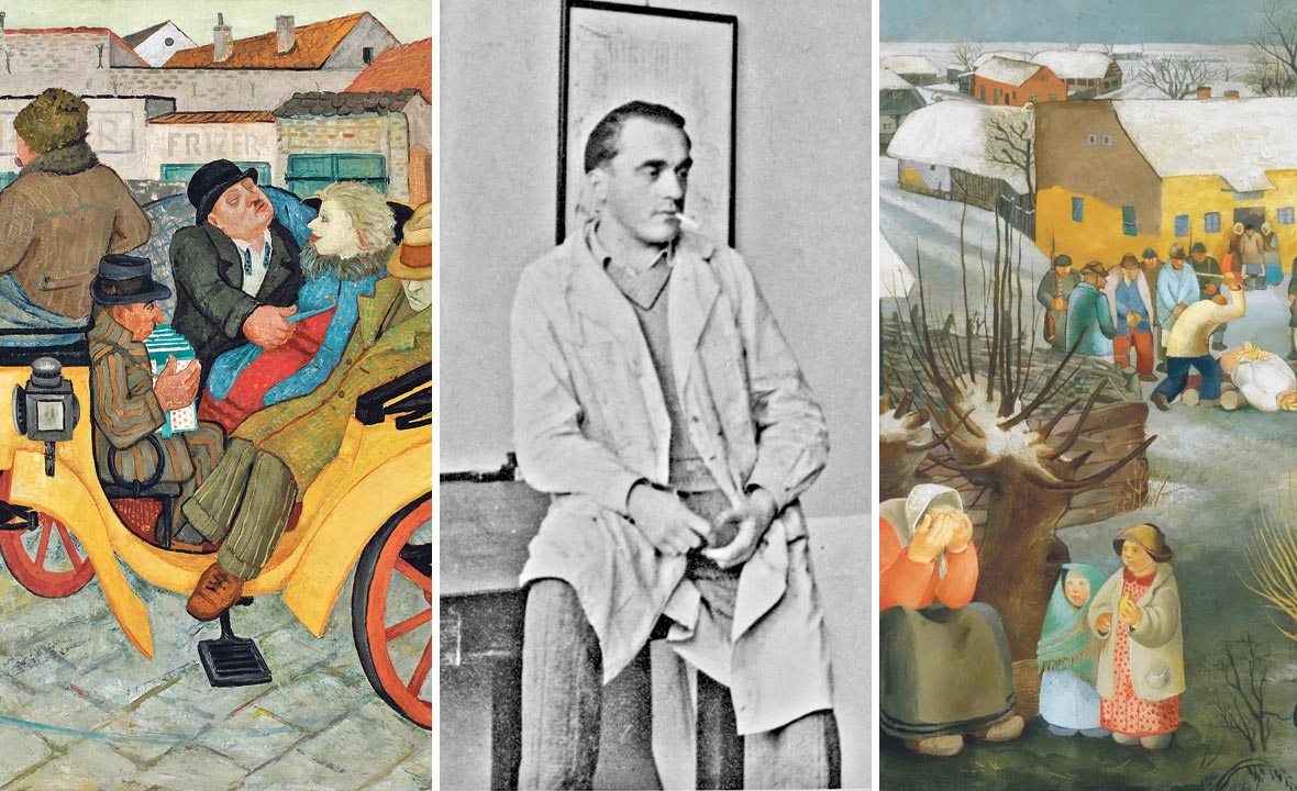 Pijana kočija M. Detonija 1935, (lijevo), Krsto Hegedušić (u sredini) i Rekvizicija K. Hegedušića 1929.