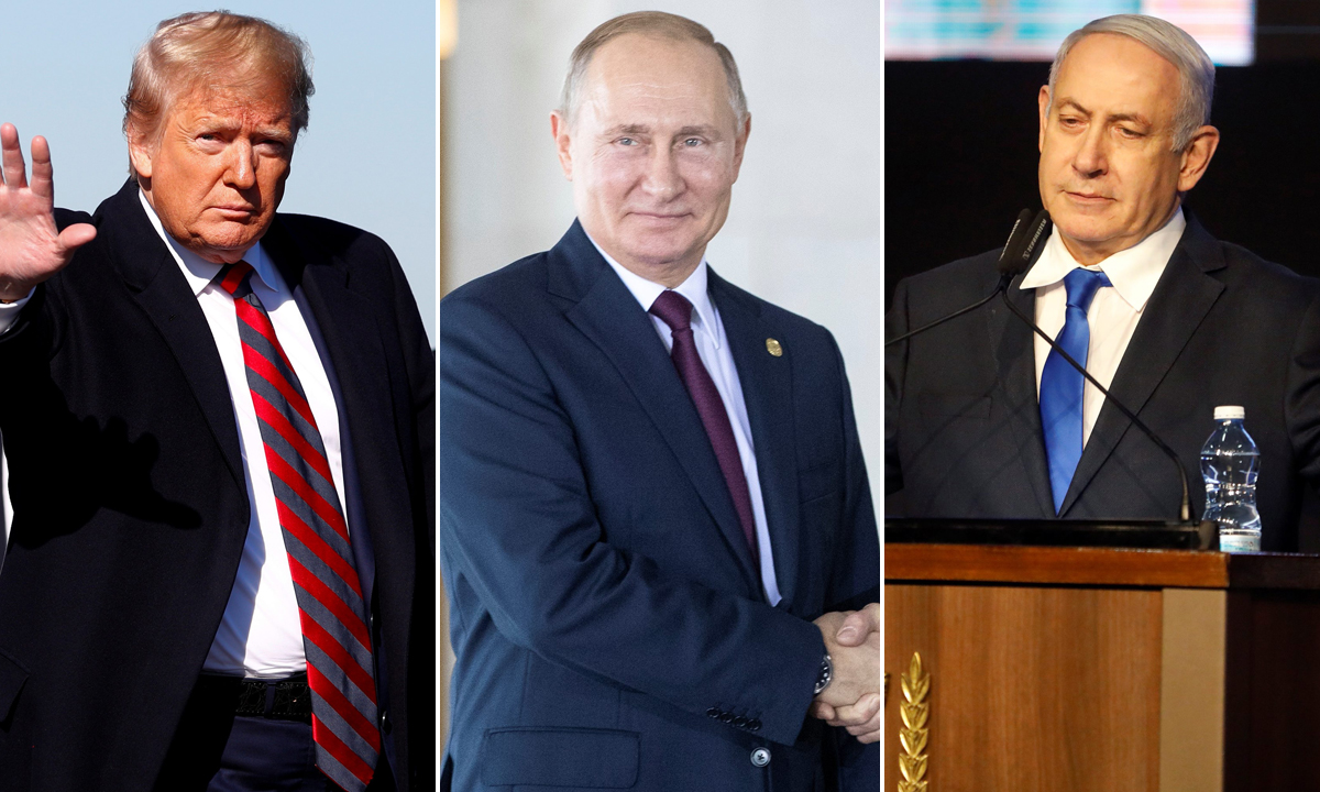 Donald Trump, Vladimir Putin, Benjamin Netanyahu