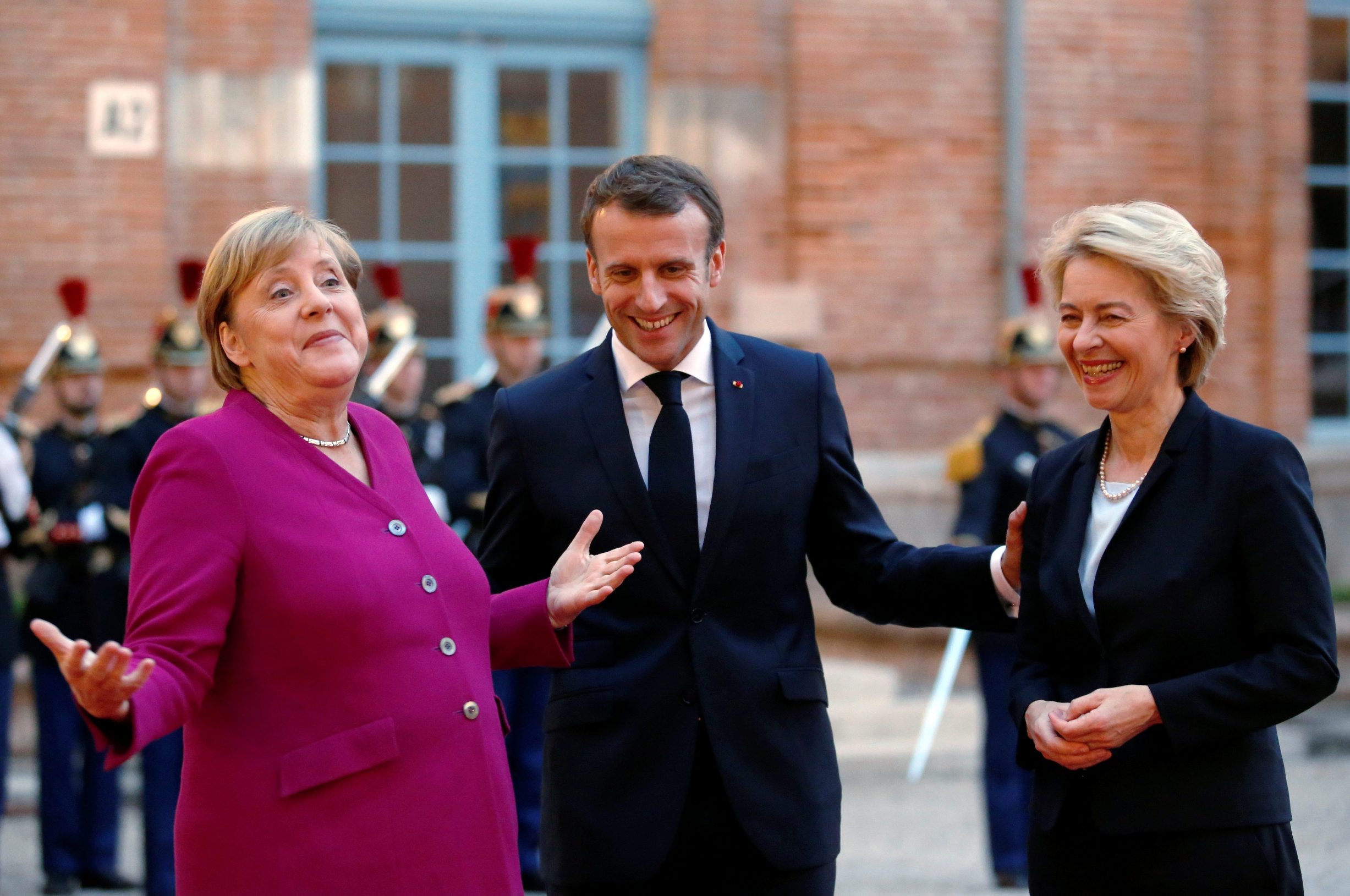 Angela Merkel, Emmanuel Macron i Ursula von der Leyen