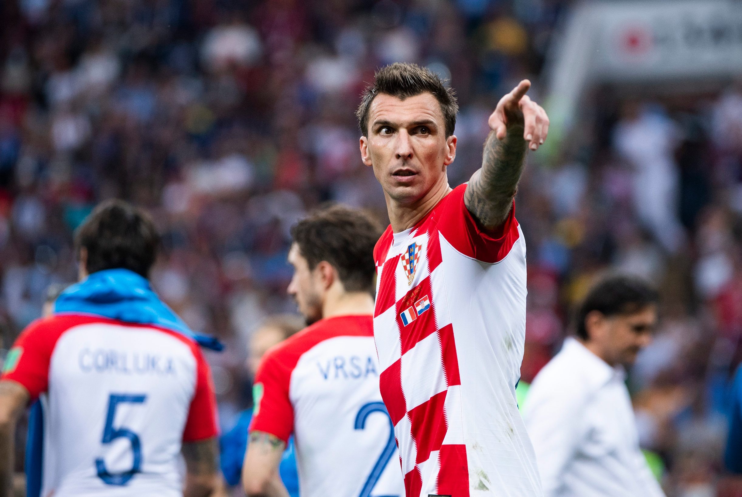 Mario Mandžukić u finalu Svjetskog nogometnog prvenstva u Rusiji protiv Francuske