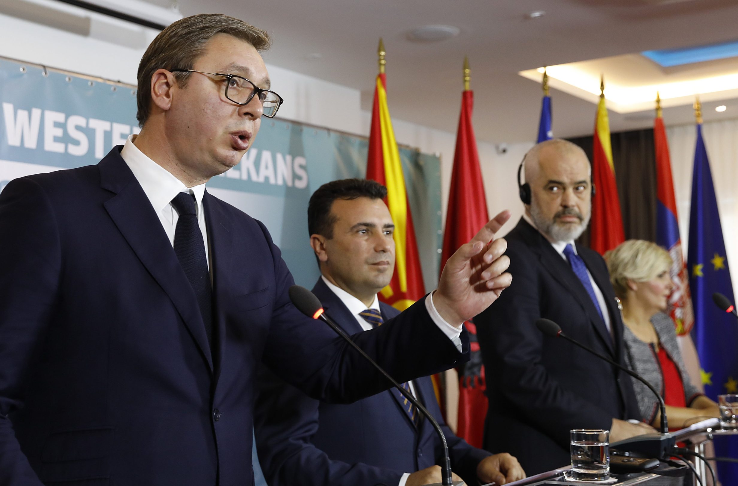 Serbian president Aleksandar Vučić, Zoran Zaev, Prime Minister of North Macedonia and Edi Rama, Prime Minister of Albania