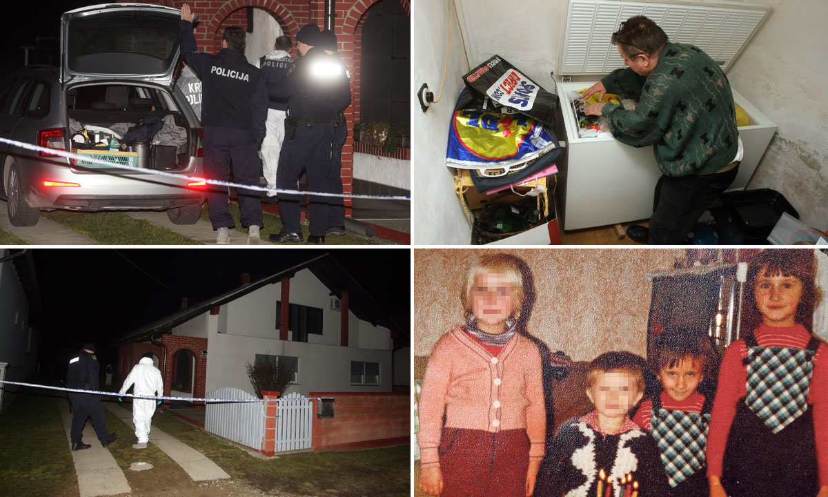 očevid u Palovcu (gore i dolje lijevo), svjedok pretresa kuće (gore desno), Smiljana i njezina sestra Jasmina (u istim haljinicama, Smiljana je sasvim desno) na proslavi rođendana u djetinjstvu (dolje desno)